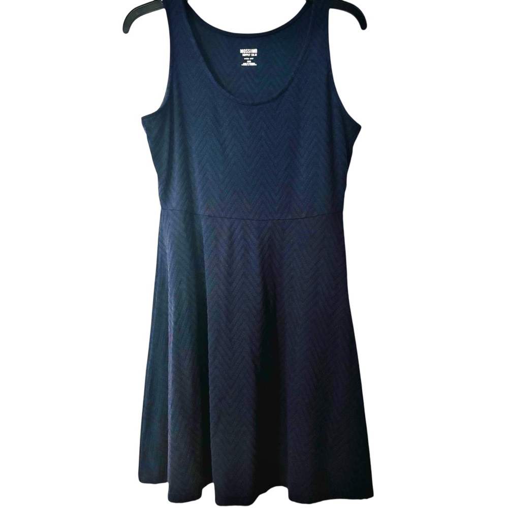 NWOT Sleeveless Navy Textured Fit-and-Flare Mini Dress Sz M
